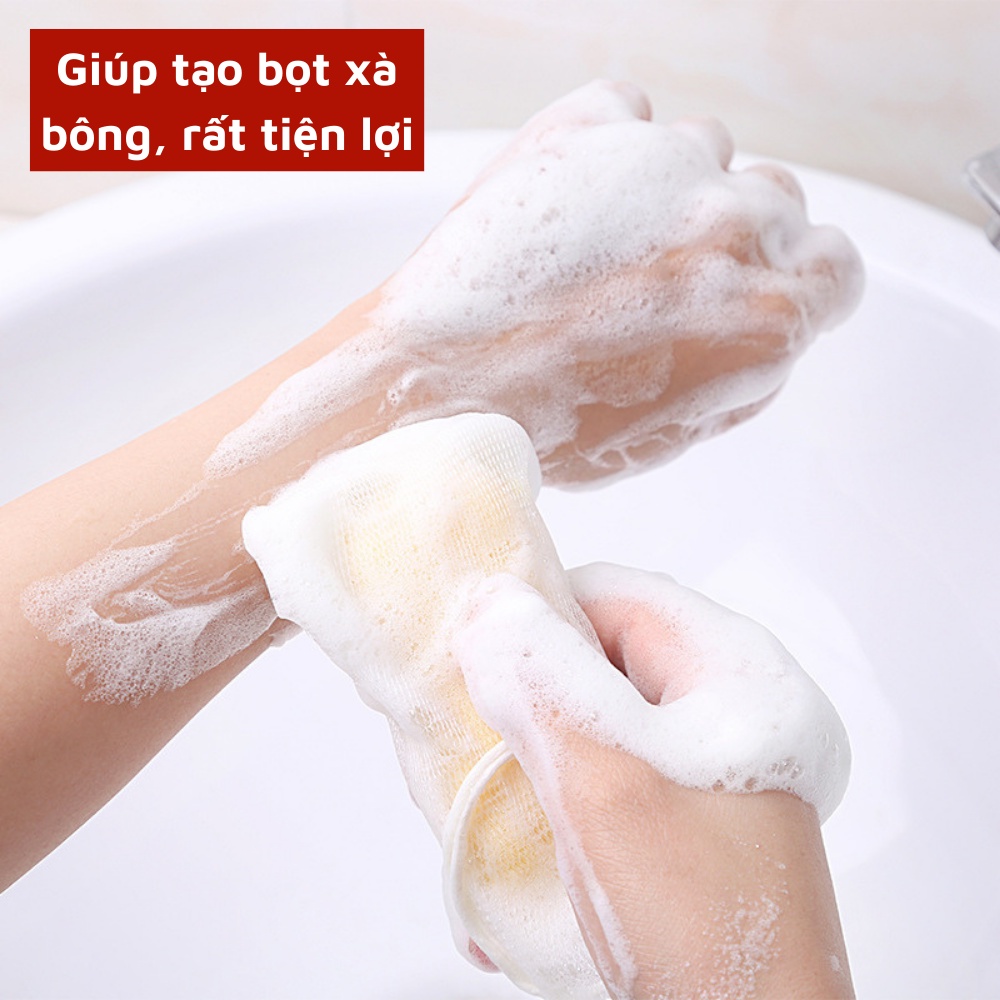 Túi lưới đựng xà bông tắm tạo bọt tiện lợi chất liệu vải lưới giúp tạo xà phòng dễ dàng chống trơn trượt khi sử dụng