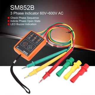 ✿vivi✿SM852B 3 Phase Rotation Sequence Indicator Meter Tester Detector 60V-600V
