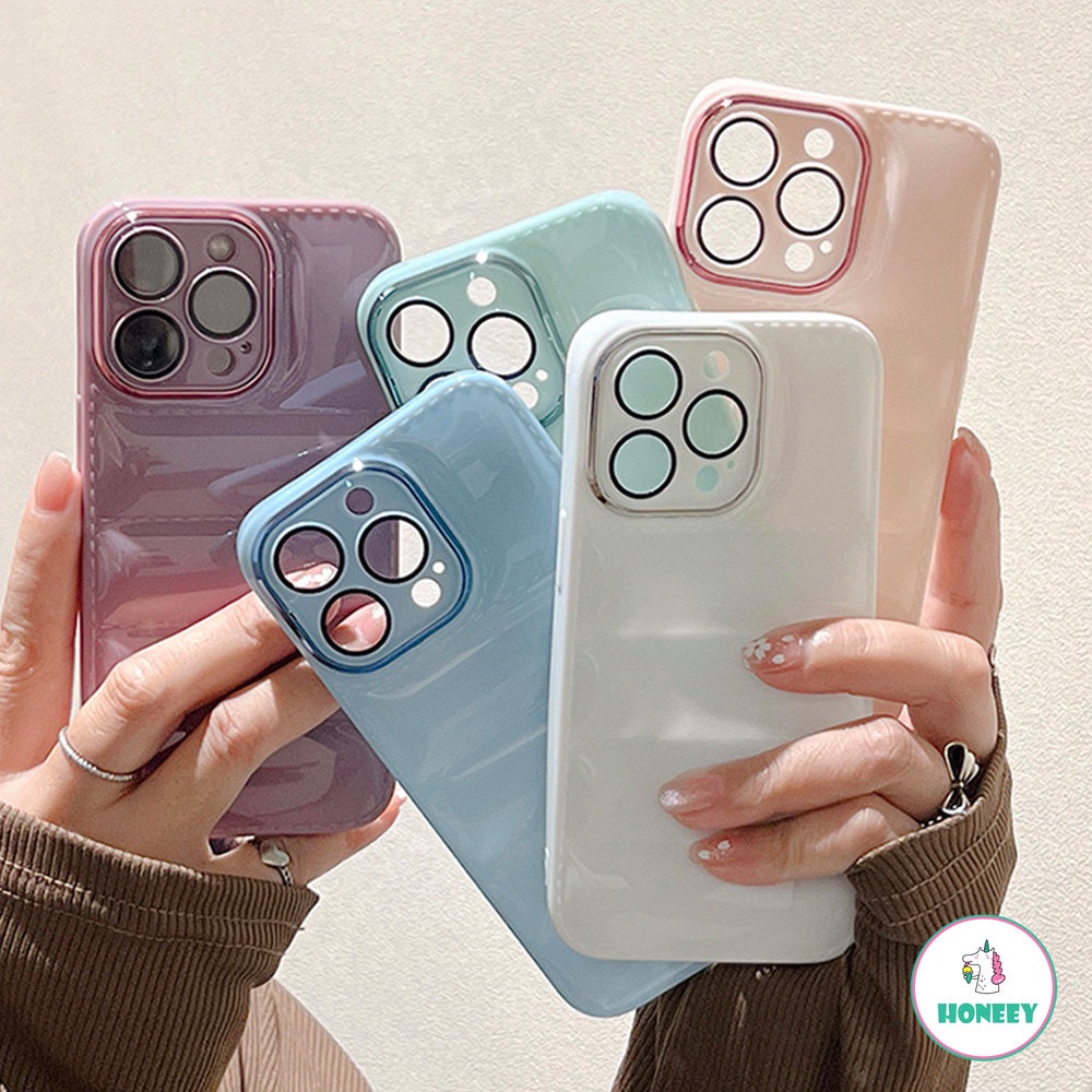 Ốp Điện Thoại TPU Mềm Bo Viền Chống Sốc Màu Macaron 3D Cho IPhone 14 13 12 11 Pro Max