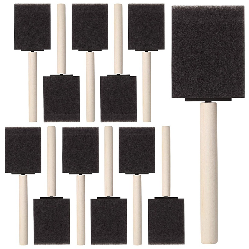 Bộ 50 Cọ Xốp 2 Inch Tay Cầm Bằng Gỗ Dùng Sơn Móng Acrylic / Vết Bẩn / Đánh Bóng Nghệ Thuật