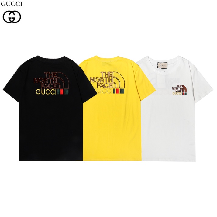 Áo Thun Tay Ngắn Chất Liệu cotton Thêu Họa Tiết GUCCI Thời Trang Cho Cặp Đôi