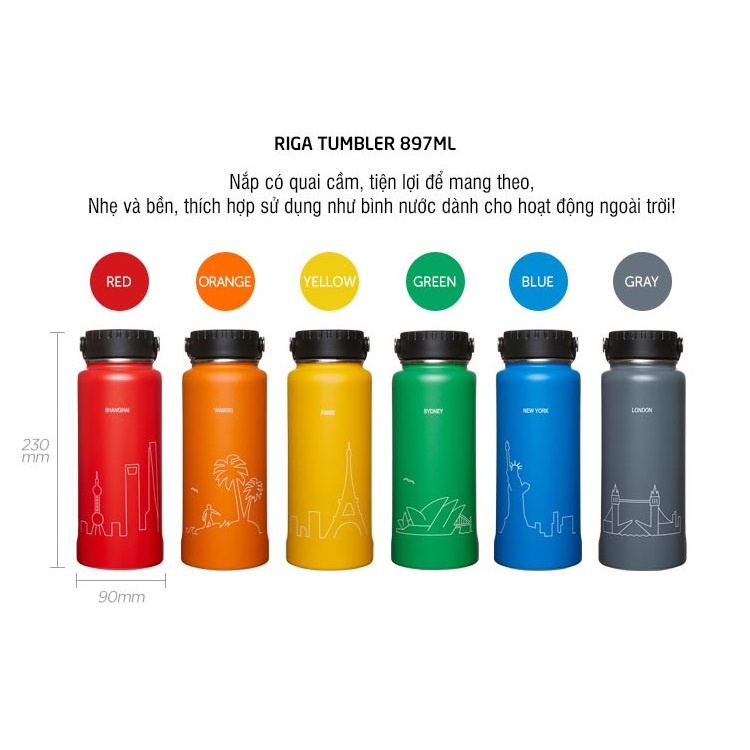 Bình giữ nhiệt LocknLock Riga Tumbler 897ml có khay lưới lọc trà inox và quai xách LHC4160 bản thế giới - K-MALL