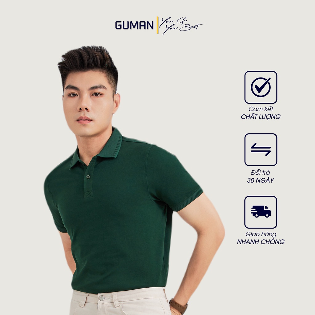 Áo Polo Lucas Chất Liệu Cotton CVC Phom Slimfit Tôn Dáng Màu Xanh Lá GAP061 - GUMAN