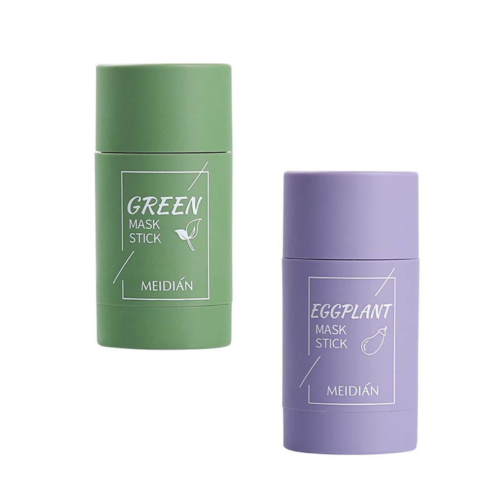 Green Tea Cleaning Solid Mask Eggplant Purifying Clay Stick Mask Oil Control Anti-Acne Mud Cream Beauty Facial Skin Care
