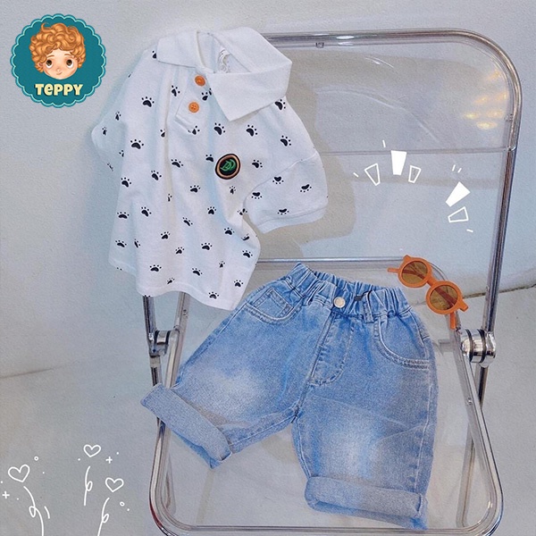 Set áo polo cổ bẻ kèm quần jeans, kaki cho bé trai