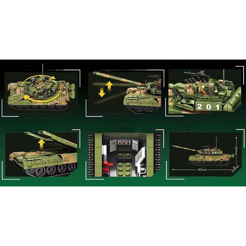 1356 Khối Lắp Ráp Mô Hình Xe Tăng MOC WW2 T-80U Mới