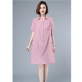Váy suông công sở form rộng cổ đức túi bổ cơi SLINEN, chất vải Linen bột Premium, form đầm suông không kén dáng.