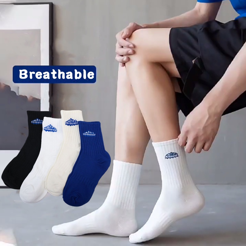 Vớ Cotton Thể Thao Thấm Hút Mồ Hôi Thoáng Khí Thêu Họa Tiết Đơn Giản