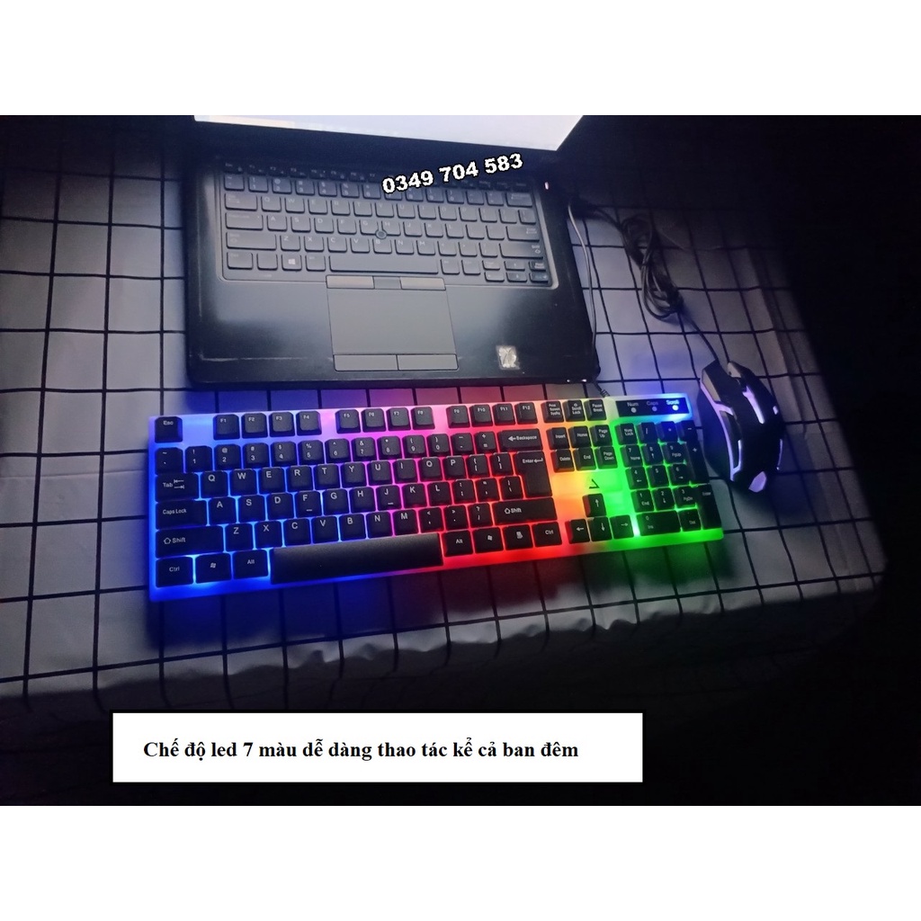 Siêu Rẻ!!!Bàn phím kèm chuột gaming có dây giả cơ tích hợp bật tắt chế độ đèn led tiện lợi dành cho mọi lứa tuổi