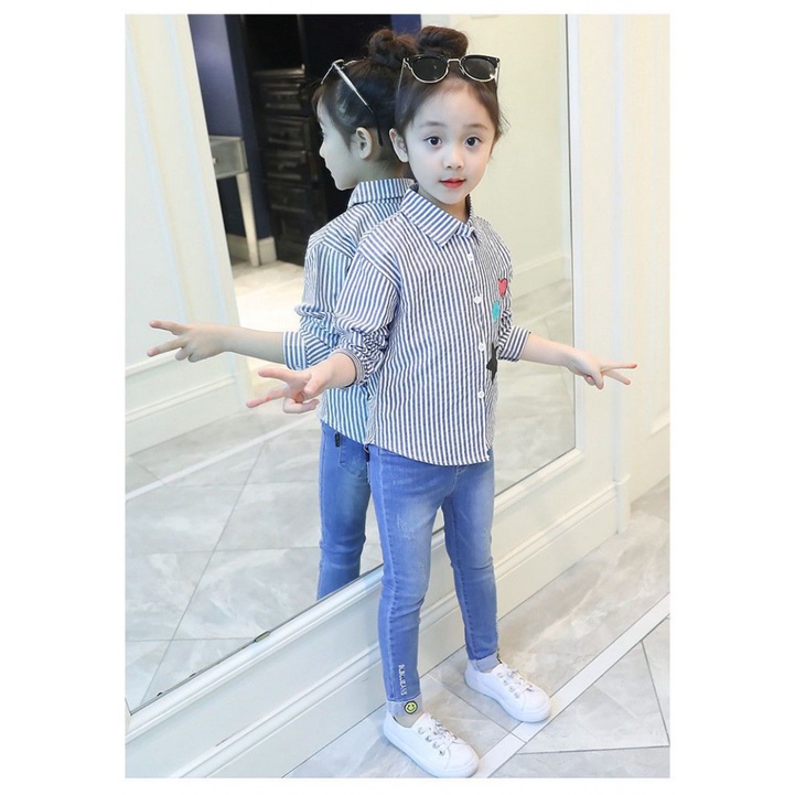 Áo Sơ Mi Tay Dài Phong Cách Thời Trang Xuân Thu Mới Dành Cho Bé Gái 3-5 - 8-10 - 12-13 Tuổi