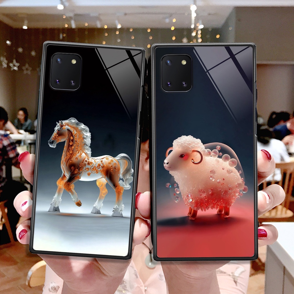 Ốp kính Samsung Note 10 Lite hình 12 con giáp cute dễ thương đẹp lung linh