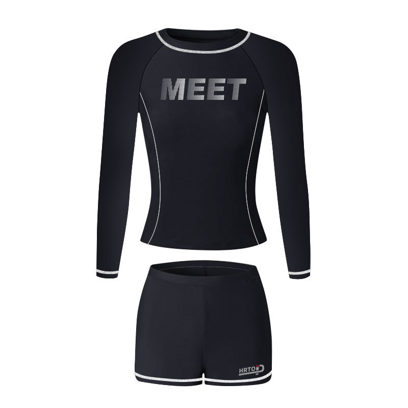 BBB Women's Swimsuit Two-piece Separate Long Sleeved High Bounce Slimming Large Size Training Sports Swimwear