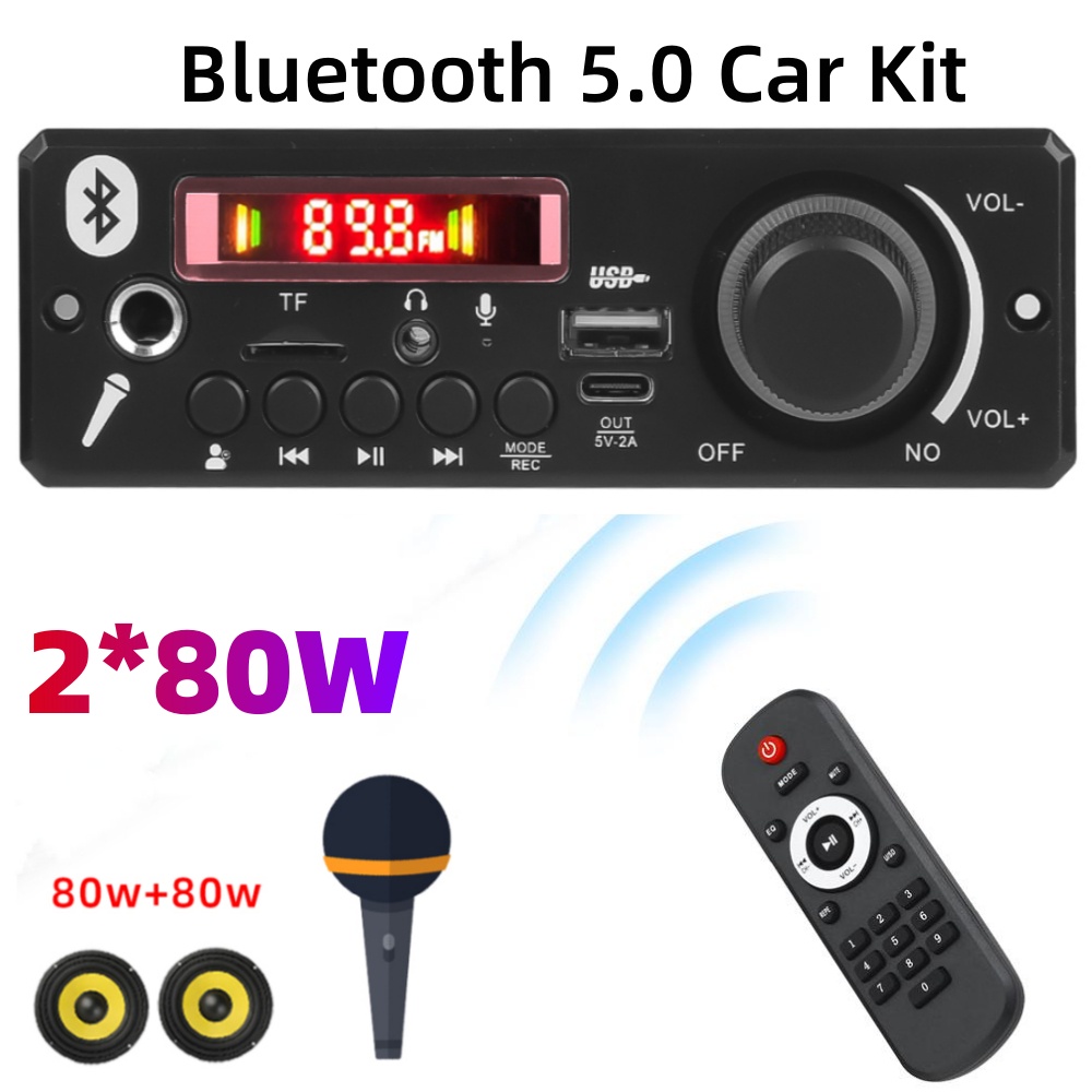 Bộ Khuếch Đại Âm Thanh 80W Bluetooth 5.0 MP3 12V MP3 USB FM Chuyên Dụng Cho Xe Hơi