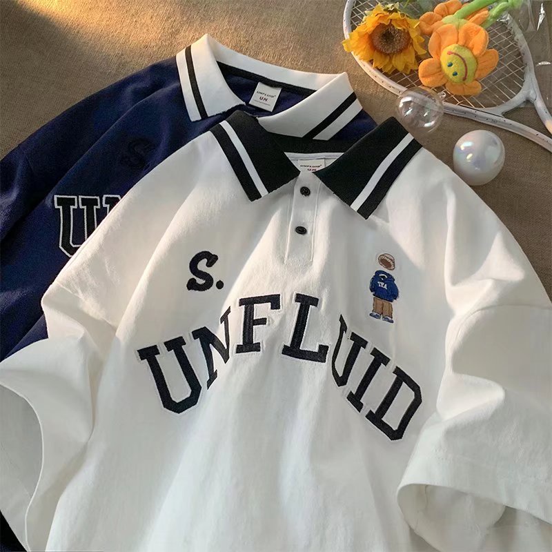 Áo polo Bóng Chày Ngắn Tay Phong Cách retro Mỹ Cho Nam