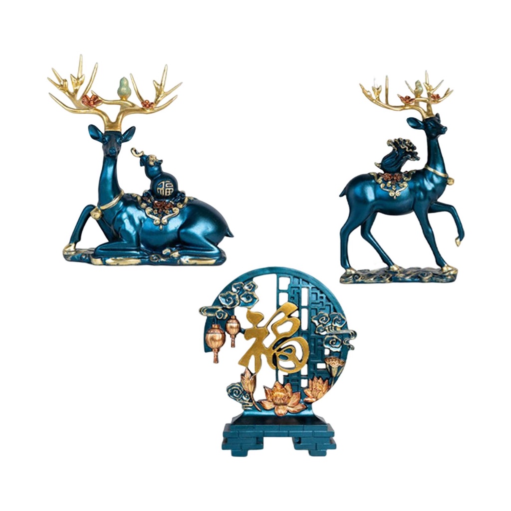 LOVIVER Set 3 Tượng Hươu Xinh Xắn Dùng Để Trang Trí Nội Thất ặp Hươu Trang Trí Phong Cách Châu Âu Hiện Đại Đơn Giản Sang Trọng