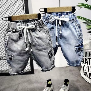 Quần lửng jean túi hộp đại cồ cho bé trai cực sang chảnh 35-50kg, quần jean lửng cho bé trai