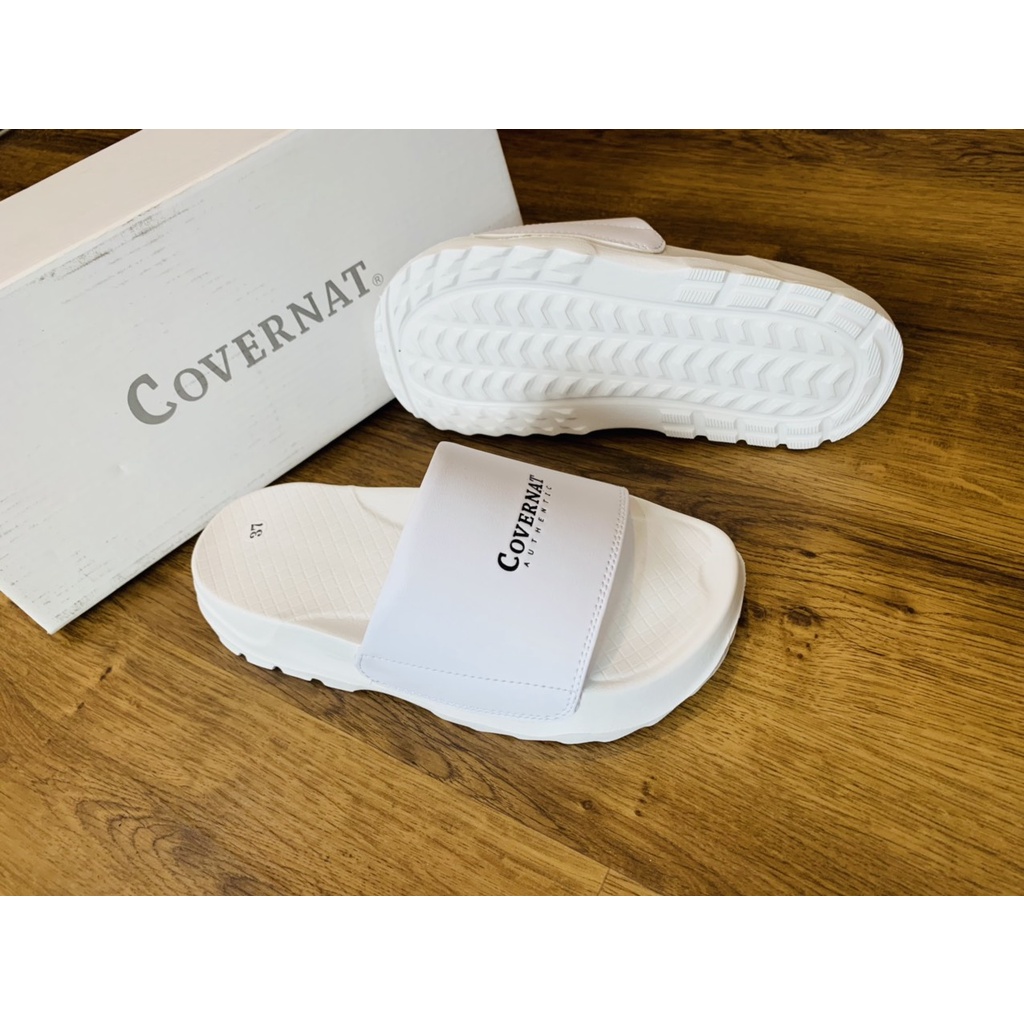 Dép covernat bacsic -FREESHIP + chọn tăng 1 size- Dép chữ C thể thao quai ngang nam nữ đế độn 4-5cm, đế Api bền,trắng