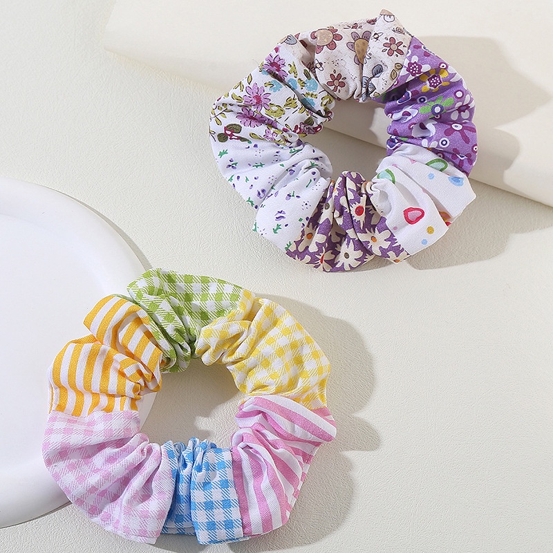 Dây Buộc Tóc Cao Su Co Giãn In Họa Tiết Hoa Phong Cách Hàn Quốc Cho Nữ