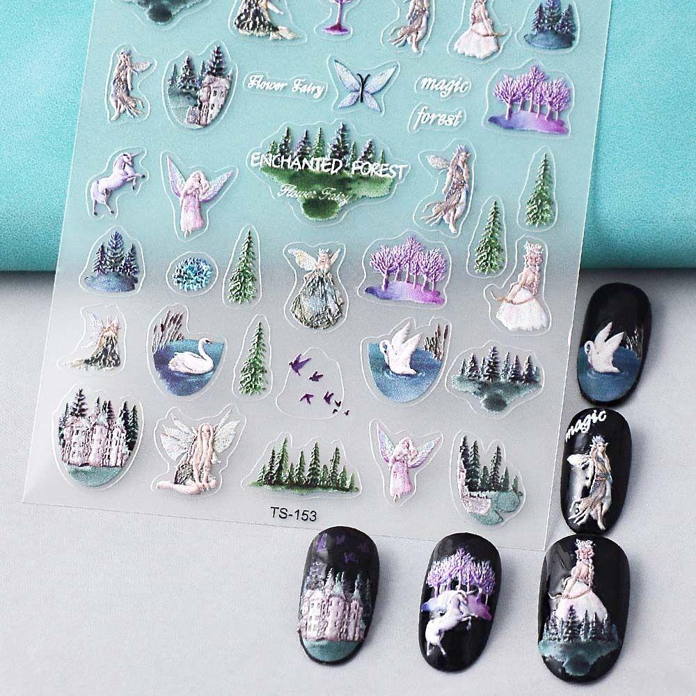 LOMBARD Miếng Dán Trang Trí Móng Tay Hình Kỳ Lân Màu Hồng Dễ Thương