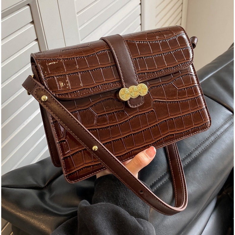 Túi Đeo JASMIN NOIR Chéo Vai Họa Tiết Da Cá Sấu Thời Trang Sành Điệu Cho Nữ