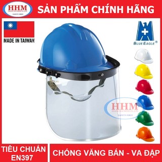 Nón bảo hộ kèm kính chống văng bắn - chống va đập - mài cắt Blue Eagle - Đài Loan