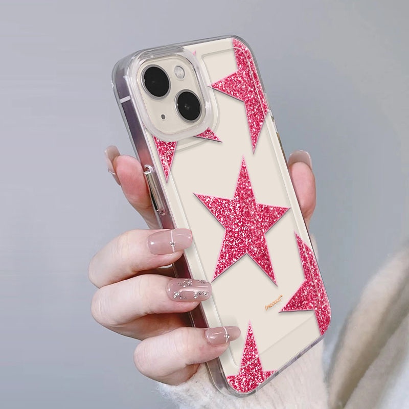 ✅Ốp Điện Thoại Mềm Trong Suốt Chống Sốc Hình Ngôi Sao Đỏ Cho iPhone 14 / 13promax 12 / 11 xr / xs 7 / 8plus