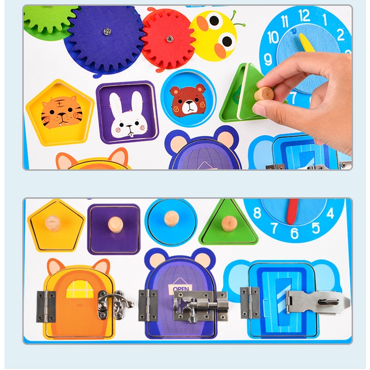 Bảng bận rộn - Busy board rèn luyện vận động tinh Montessori cho bé phát triển trí tuệ