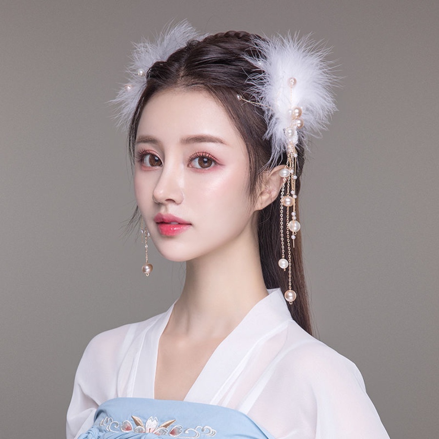 Set 2 Kẹp Tóc Hình Lông Vũ Thời Trang Hàn Quốc