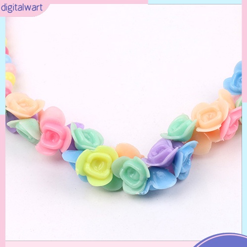 Bộ Trang Sức Vòng Cổ / Vòng Tay Chuỗi Hạt / Hoa Nhiều Màu 2 Trong 1 Thời Trang Dự Tiệc Cho Bé Gái