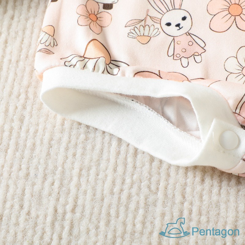 Áo Liền Quần Tay Ngắn Cổ Tròn Bằng Cotton In Họa Tiết Xinh Xắn Thời Trang Mùa Hè Cho Bé Gái 0-24 Tháng Tuổi