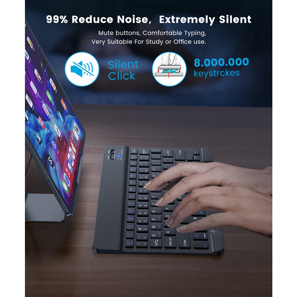 Bàn phím không dây Bluetooth Kit Bàn phím im lặng có thể sạc lại cho iPad iphone Tablet TV Windows
