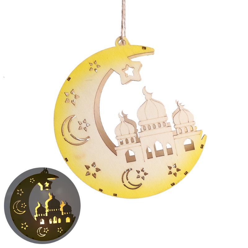 Đèn LED Hình Ngôi Sao / Mặt Trăng 2023 Eid Al-Fitr Rỗng Treo Trang Trí Lễ Hội Ramadan