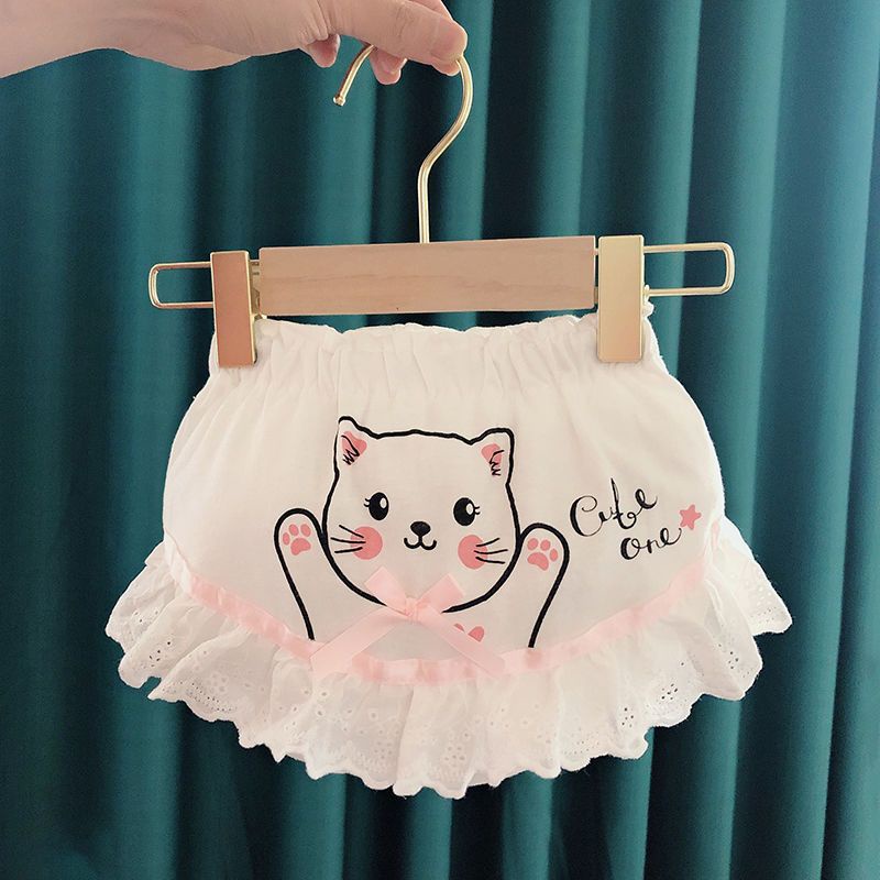 Lucky Big Cat®Lolita phong cách bé quần lót bé gái cotton bé quần lót bé gái quần short bé công chúa tam giác mặc bên ngoài (mèo con)