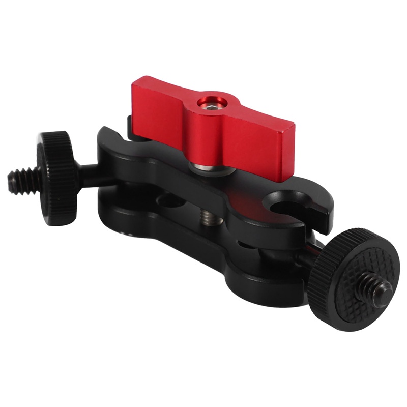 Cánh Tay Gắn Máy Ảnh DSLR Hai Đầu Bi 1 / 4 inch Bằng Hợp Kim Nhôm Đa Năng Màu Đỏ