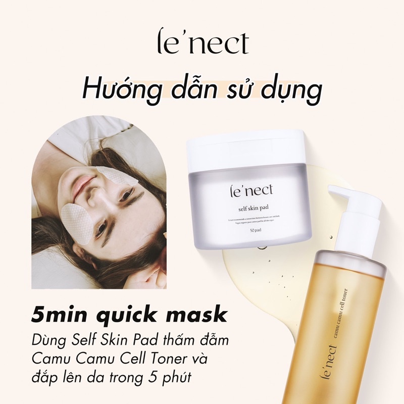 Nước cân bằng LENECT Be'Balance Camu Camu Cell Toner + Bông tẩy trang Le'nect Self Skin Pad