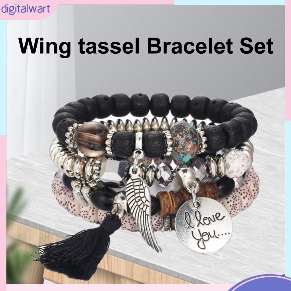 Set 4 Vòng Tay Chuỗi Hạt Nhiều Lớp Phong Cách Bohemian Hiện Đại Cho Nữ