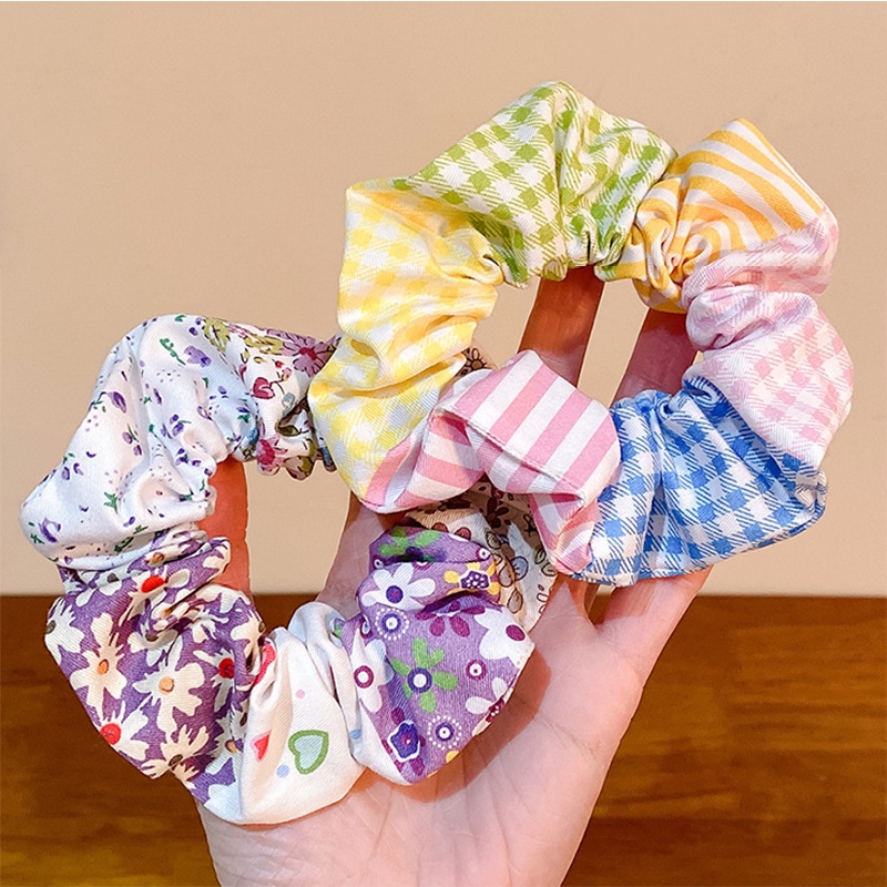 Dây Buộc Tóc Cao Su Co Giãn In Họa Tiết Hoa Phong Cách Hàn Quốc Cho Nữ