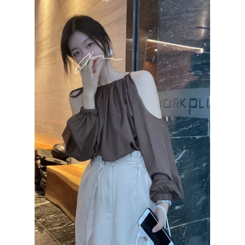 Áo Sơ Mi Trễ Vai Phối Dây Thắt Thời Trang Mùa Hè Dành Cho Nữ