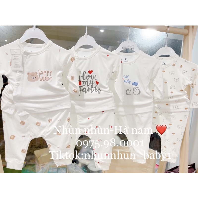 _Bộ sơ sinh cài giữa/ cài chéo chất petit I Love Mama mềm mại cho bé(có rời bán mũ và btc)