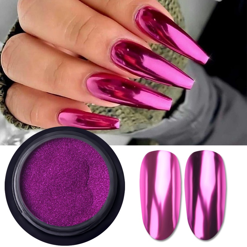 Bột Tráng Gương Màu Vàng Hồng Lấp Lánh Trang Trí Móng Tay Nghệ Thuật