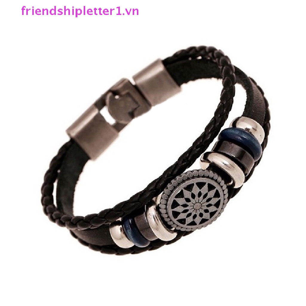 Vòng Tay Da PU Thời Trang Vintage Mặt Hình Vô Cực Phong Cách Punk Cho Nam Và Nữ