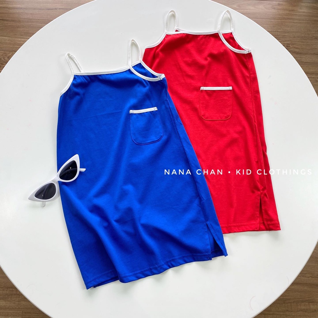 Váy hai dây bé gái màu sắc basic V126 sz 80-130, váy 2 dây cotton suông dài, thời trang đi biển siêu xinh cho bé hè 2023