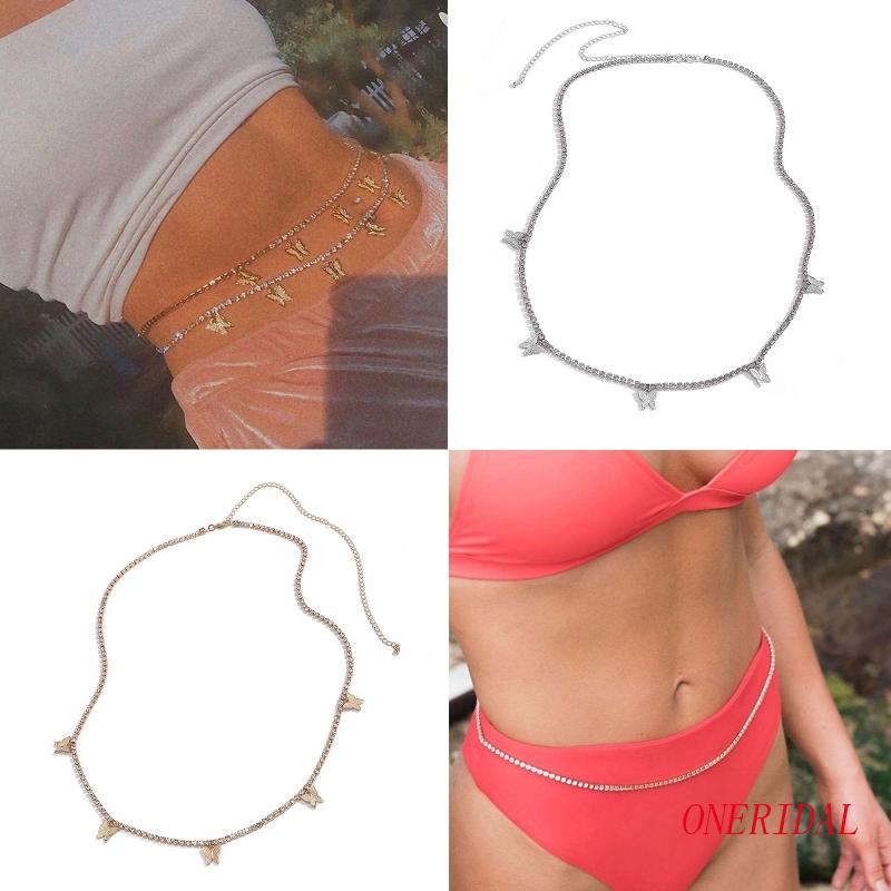 Dây Xích Đeo Hông Đính Hình Bướm Lấp Lánh Có Thể Điều Chỉnh Cho Nữ