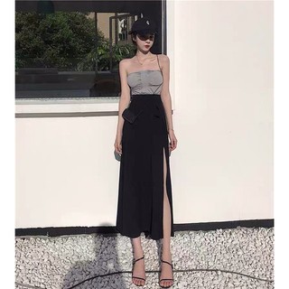 [ ORDER ] Chân váy thun eo chun xẻ lai ulzzang