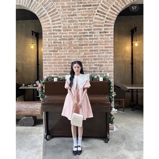 ĐẦM DOLL HỒNG CỔ PETER TRẮNG 🖤