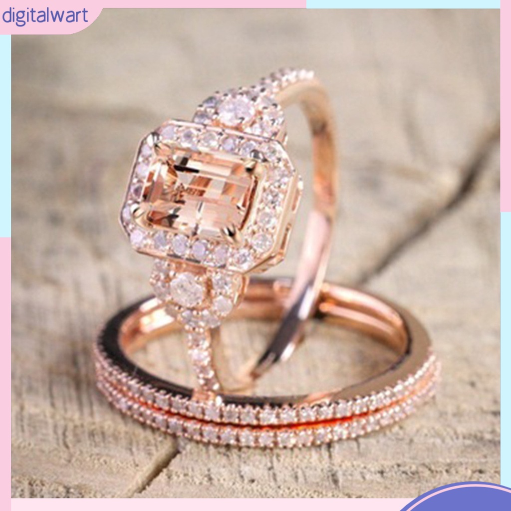 Set 2 Nhẫn Hợp Kim Đính Đá Pha Lê Nhân Tạo Thời Trang Dành Cho Nữ