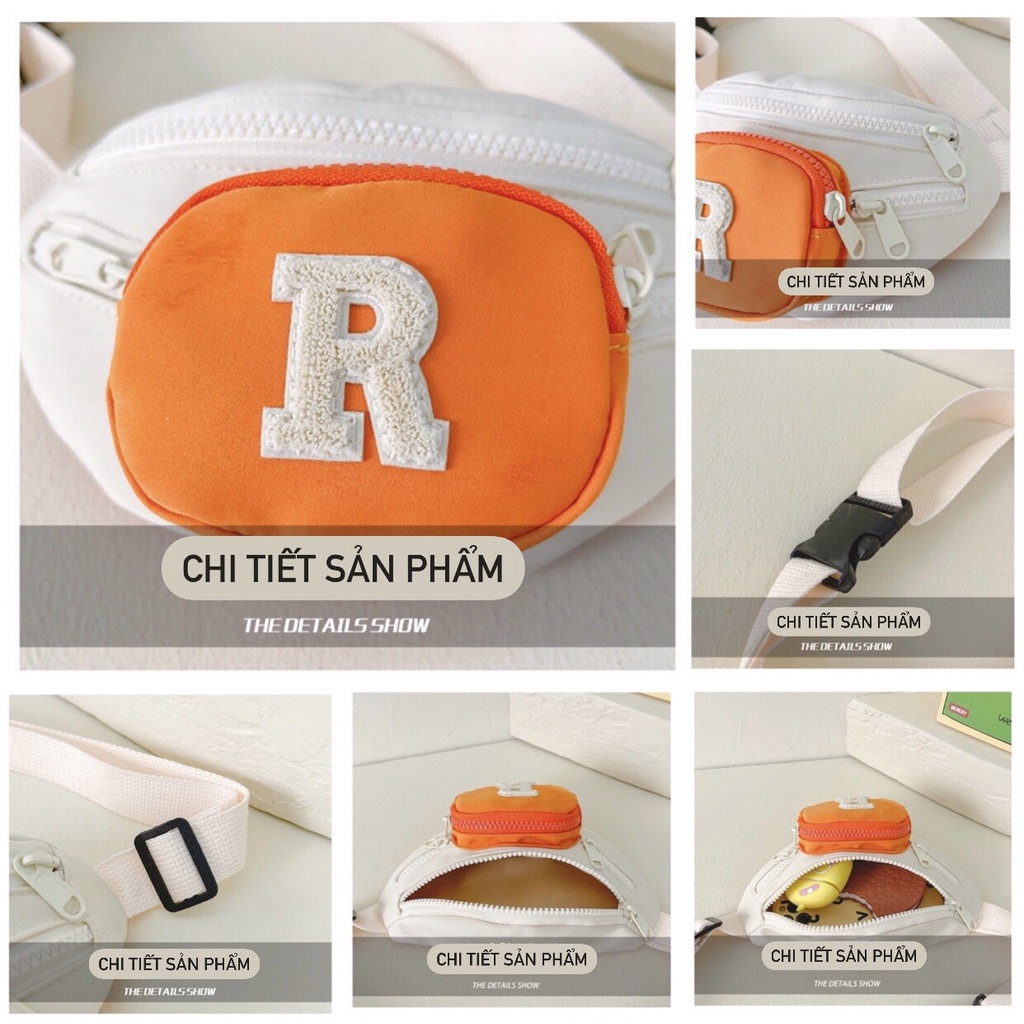 Túi bao tử đeo chéo đi chơi, đi học cho trẻ em bé trai, bé gái bảng chữ cái nhiều màu