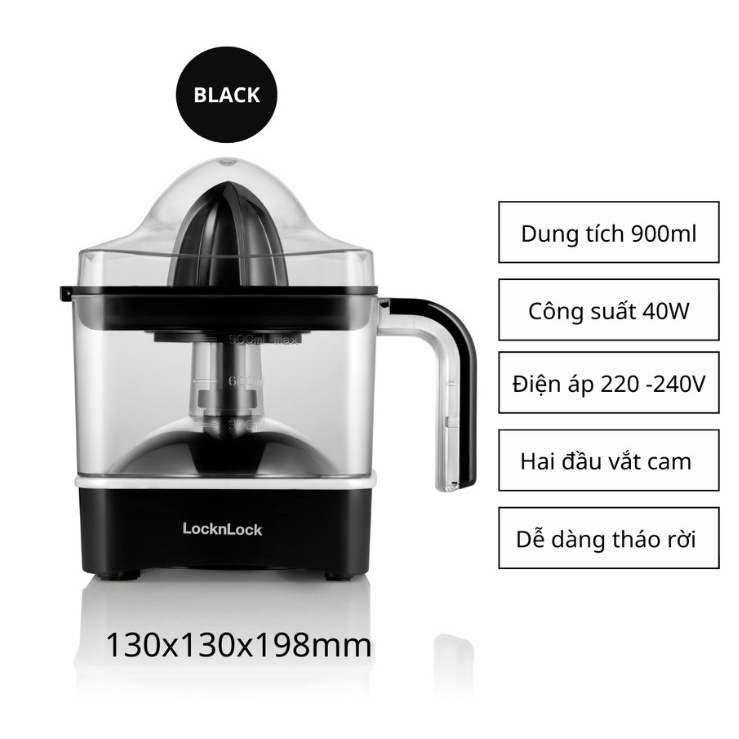 EJJ246BLK - Máy vắt cam Locknlock Citrus Juicer 220-240V, 50Hz, 40W, 0.9L - Màu đen