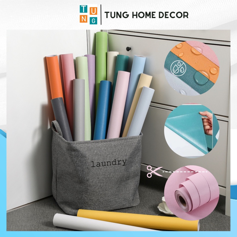 giấy dán tường phòng ngủ hoa văn giả gạch xi măng TUNG HOME DECOR KT45CM*10M