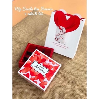 Hộp socola 9 viên tim đỏ